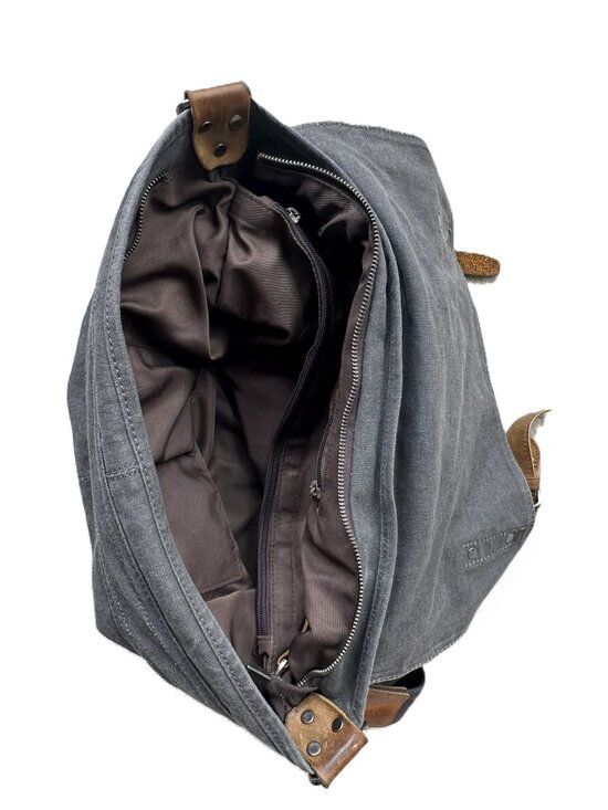 Rough Rider Leather Messenger Bag by WaterField Designs  Unisex RuffRyder Messenger Bag Gray Canvas Leather Ruff Ryder, handle and strap